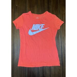 Nike T Shirt Orange Crew Neck Short Sleeve Athletic Top Womens XL